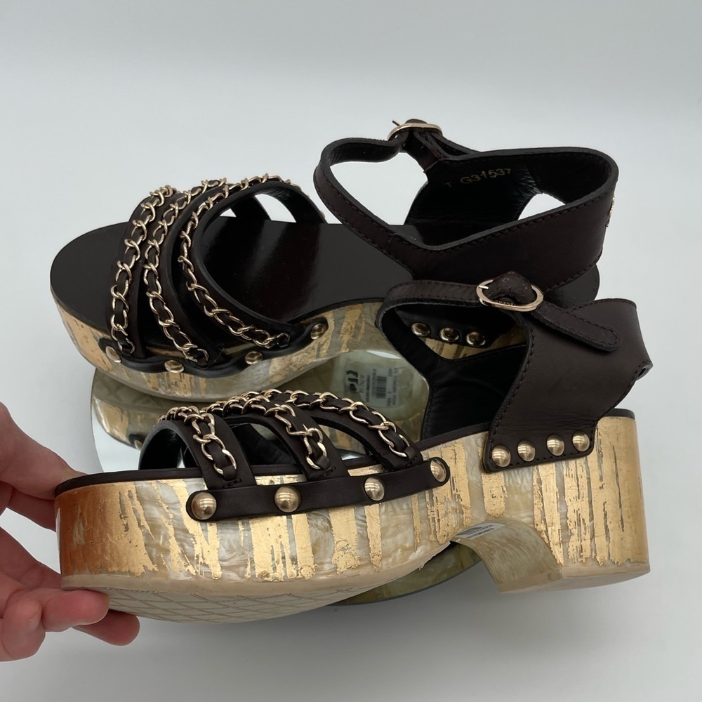 CHANEL chain platform sandals size 39 8 8.5 9 - Picture 13 of 13
